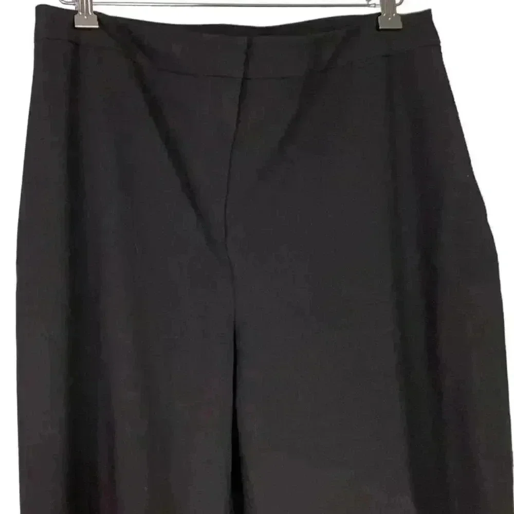 J. Jill Flat Front Pants Womens 14 Black Stretch Wide Leg Trousers Pockets